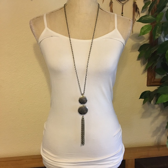 Ruby Road silver tone medallion fringe necklace - Picture 4 of 10